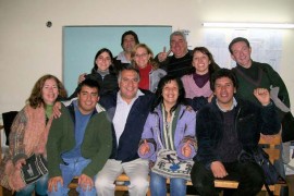 Los docentes de la lista ganadora.