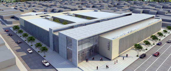 imagen El hospital del Bicentenario que se construirá en Garín, según una imagen de maqueta.