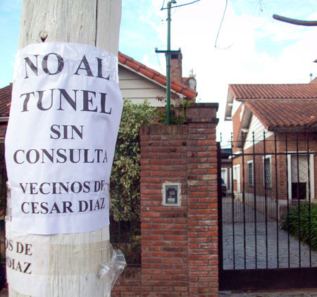 imagen "No al túnel sin consulta", la consigna del vecindario.