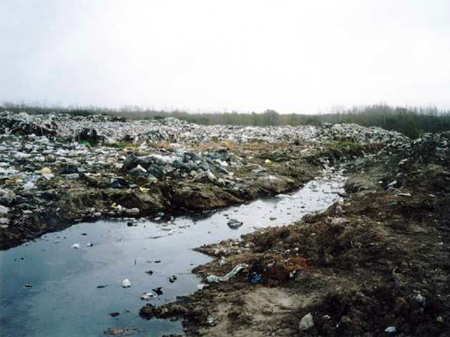Líquidos lixiviados y residuos en el basural isleño, en una imagen capturada años atrás por una ONG ambientalista.