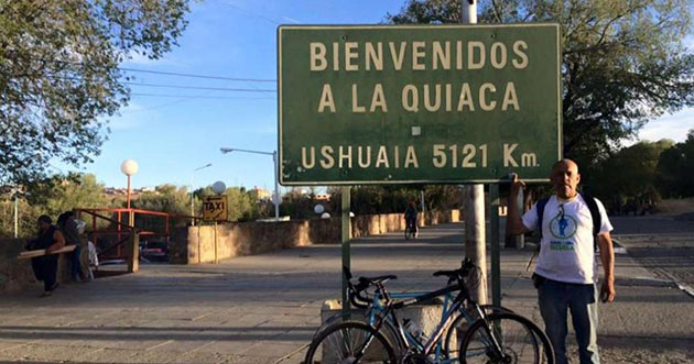 De la Quiaca a Ushuaia. Serán 6 mil kilómetros de recorrido para Ramón. (Foto: Día Día).